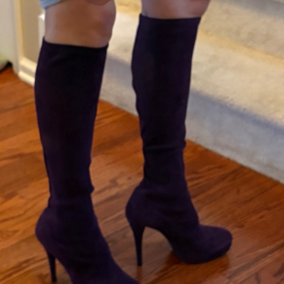 Stuart Weitzman Purple Over-the-Knee Suede Boots - Picture 7 of 8